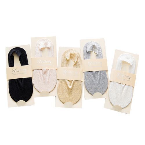 Boat socks for women that don't fall off, summer non-slip cotton bottom women's thin invisible socks, summer lace shallow mouth women's socks wholesale