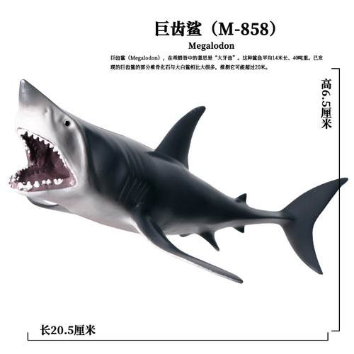 Children's simulated marine life undersea animal model great white shark megalodon tiger shark shark toy ornaments set