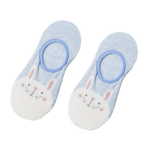 Summer and Autumn New Cotton Socks Cartoon Short Socks for Girls Blue Boat Socks for Women Invisible Catbus Silicone Non-slip Factory Wholesale