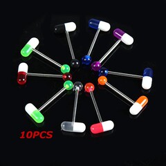 Acrylic tongue piercing rings wholesale, capsule pill piercing jewelry, hot-selling tongue rings, direct sales