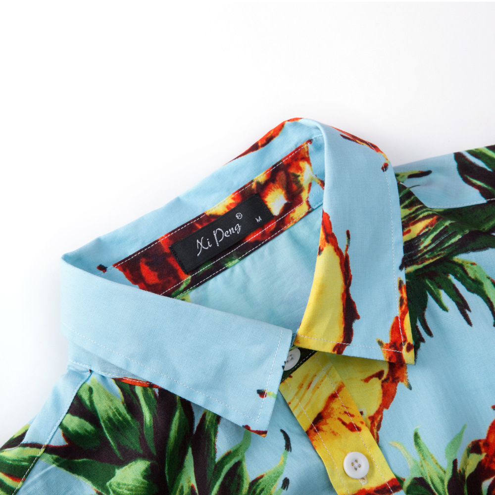 2019 nueva transfronteriza nueva talla grande ropa de hombre popelina tela impresa casual tamaño europeo camisa de manga corta hombres