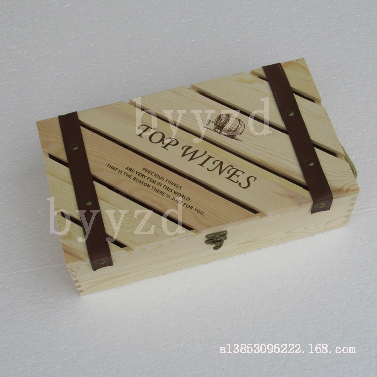 木盒 红酒木盒 红葡萄酒包装盒 两支装酒盒 原木红酒包装礼盒松木