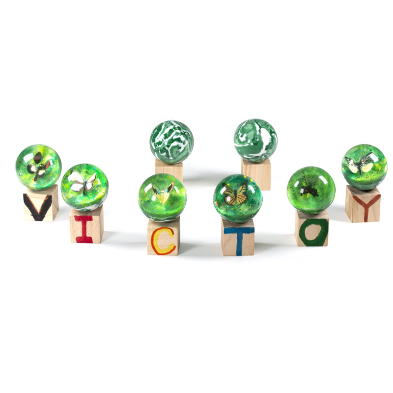 Víctor N ° 47 muñeca bola elástica de los niños educativos juguete cognitivo pinball transparente tridimensional 3D pelota que rebota