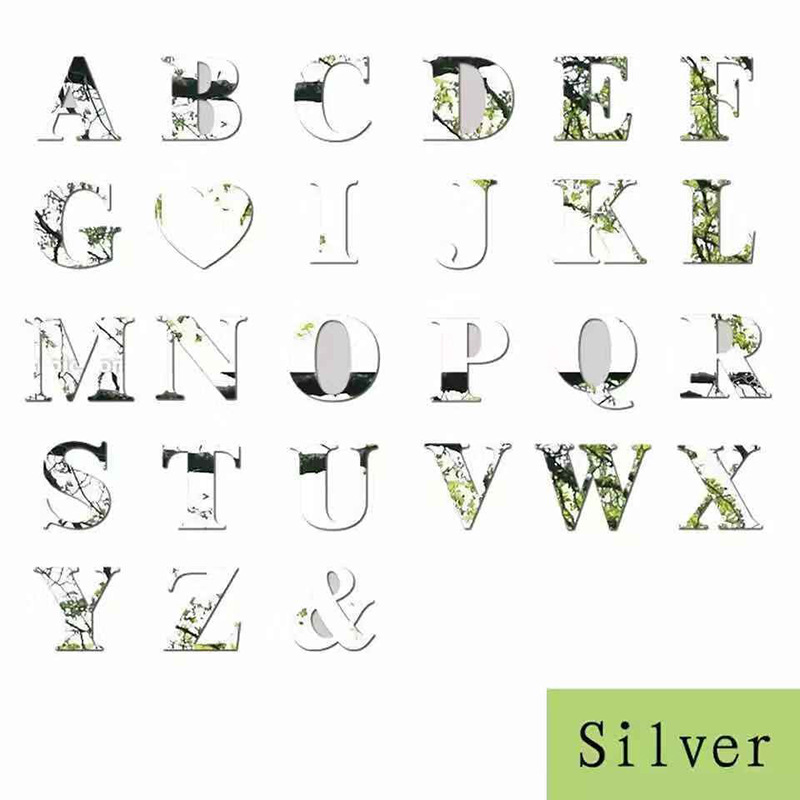 wall Sticker /wall Decal /wall Mural DIY Creative Custom 3D Acrylic 26 English Capital Letters Silver Gold Mirror Foreign Trade Wall Stickers_voghion.com