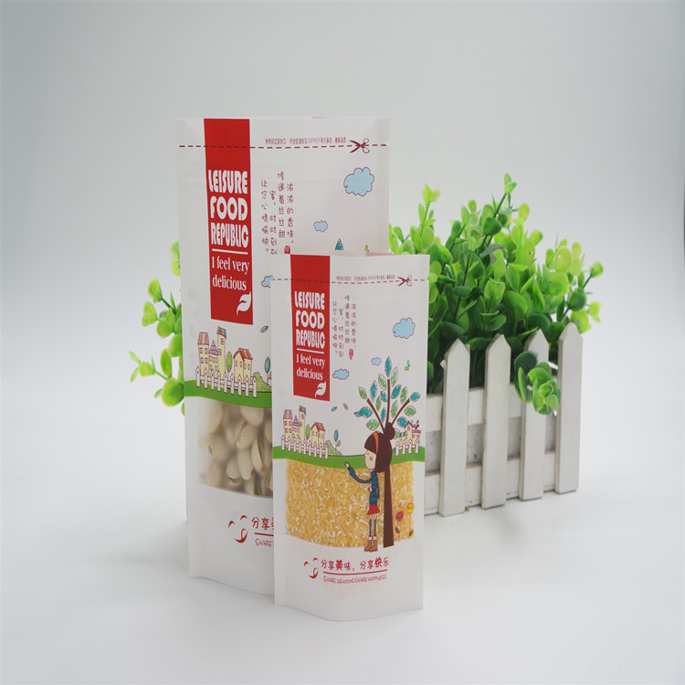 印花哑光白纸开窗立骨袋 防潮密封礼品袋 烘焙包装袋