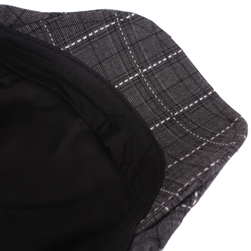 Casquillo enarbolado boina de los hombres Plaid retro sombrero artístico juvenil sombrero delantero sombrero de viaje de mediana edad