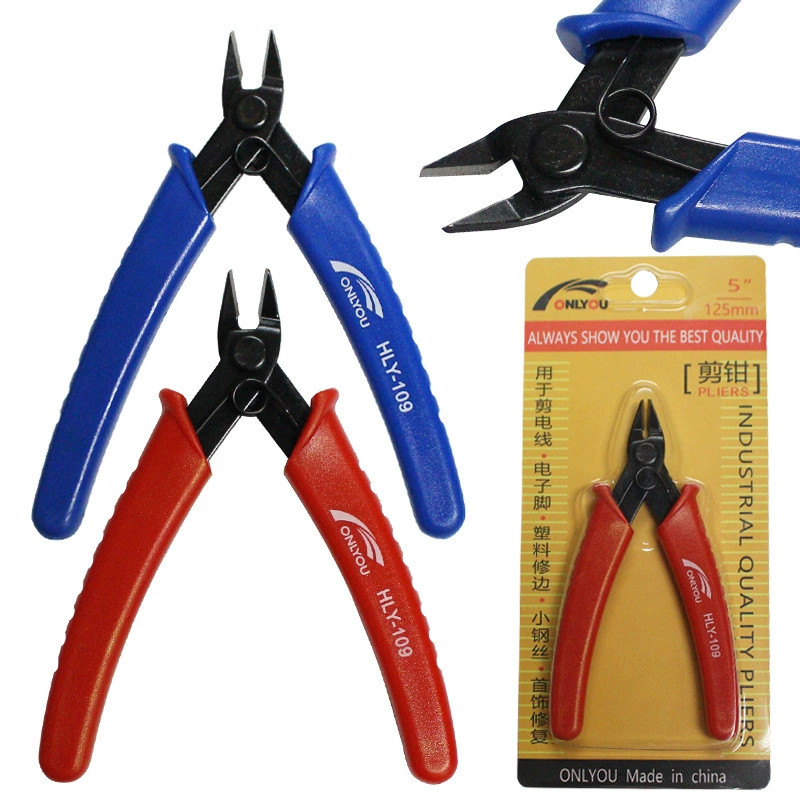 HLY-109 Электронные диагональные плоскогубцы, острые прочные плоскогубцы для резки штифтов для компонентов IC с пружинными мини-ручными плоскогубцами