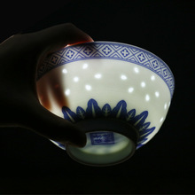 景德镇青花瓷玲珑碗中式瓷碗正德碗家用吃饭单个碗釉里红10个套装