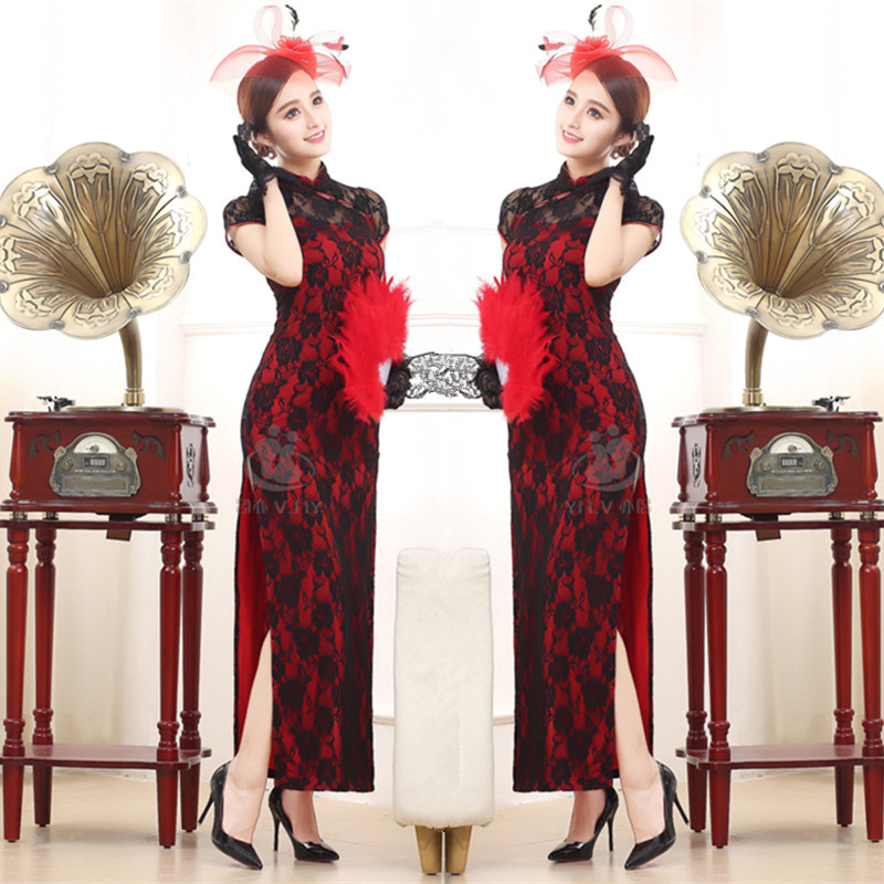 Manufactor wholesale Old Shanghai cheongsam 2023 new pattern Improvement Retro Chinese style have more cash than can be accounted for Lace Dress