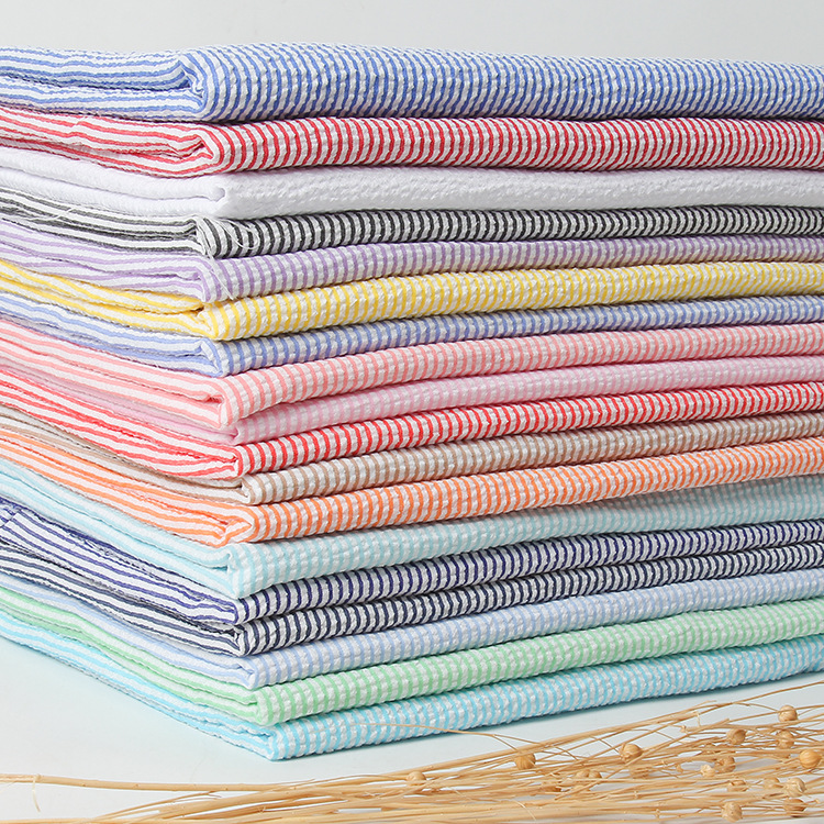 泡泡纱布料  衬衣裙子罩衣防晒衣布 凹凸条子 现货供应