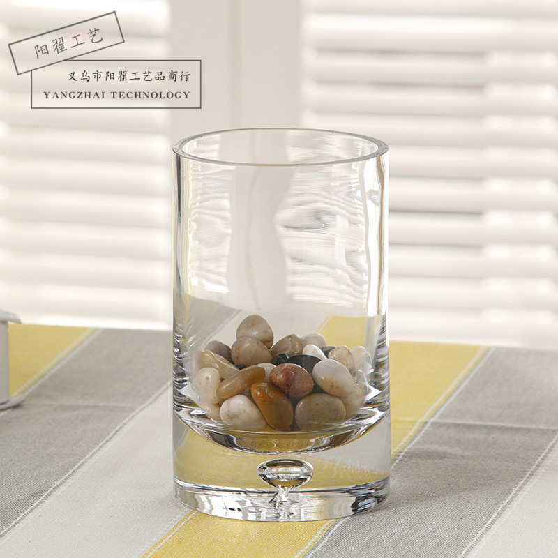 Factory glass crafts straight through transparent glass vase simple cylindrical glass vase wholesale