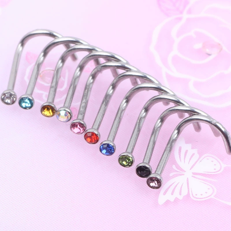 Серебро нос piercинг физиологический с камнем