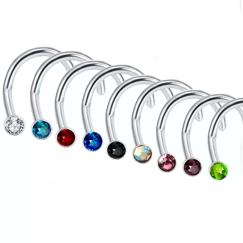 Серебро нос piercинг физиологический с камнем