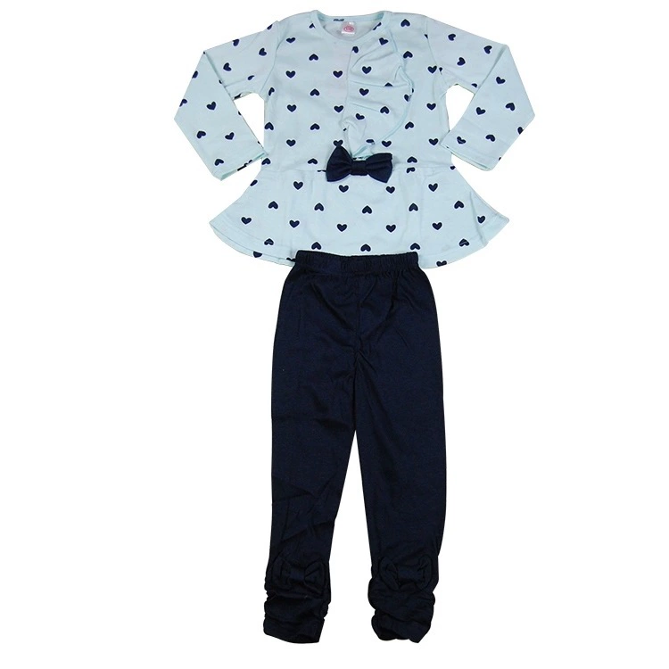 Girls' Autumn Two-Piece Set, Love Bow Princess Style, Korean Design, Sizes 80–110 cm