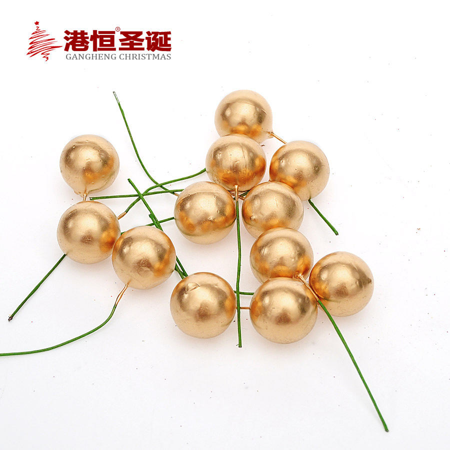 Navidad baya pequeña simulación de fruta roja oro y plata bola roja fruta peonía fruta decoraciones de Navidad accesorios esquejes