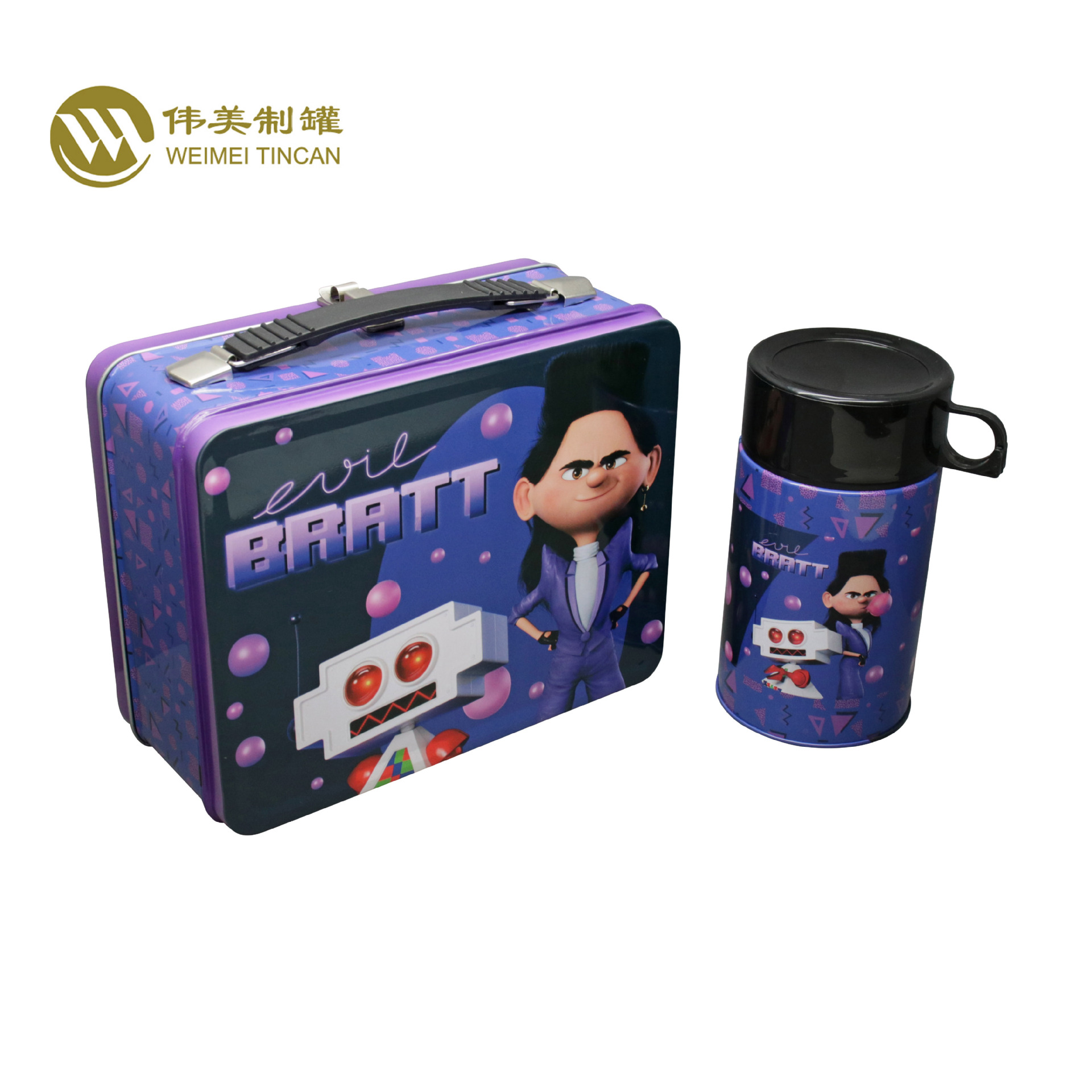 马口铁午餐盒套盒 手提铁罐 保温杯套盒 玩具手提罐通用lunch tin