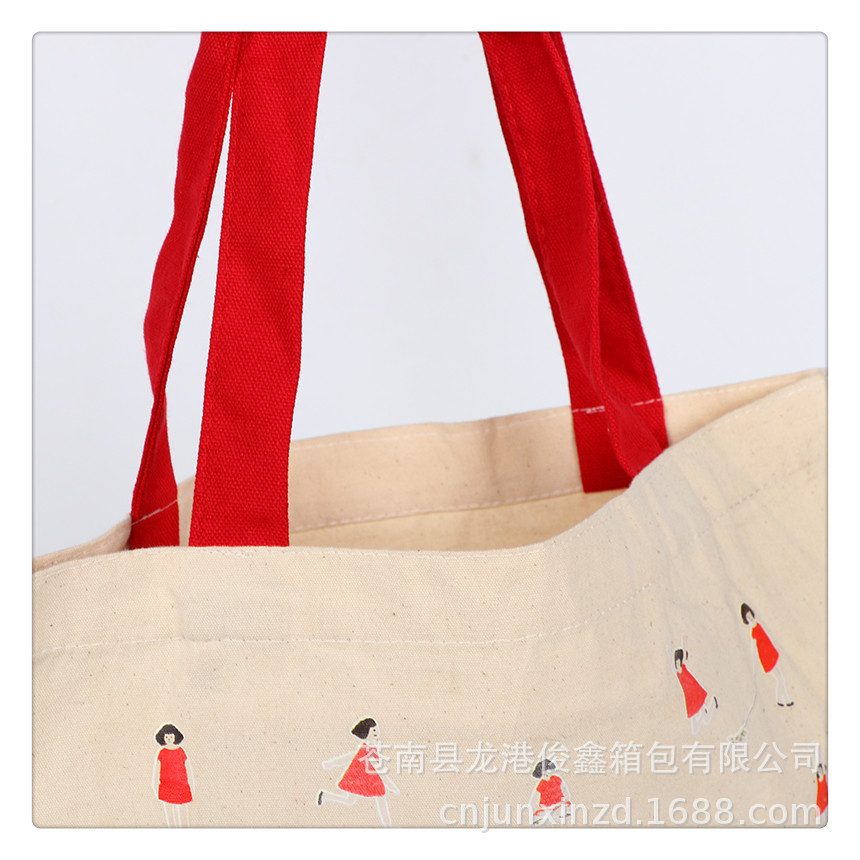 Estudiante de moda portátil en Blanco Bolsa de lona al por mayor regalo creativo compras ropa hombro color impresión bolsa de lona en stock