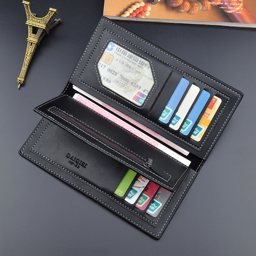 New men's wallet, men's long wallet, vertical thin youth soft wallet, multiple card slots, large capacity, fashionable suit bag