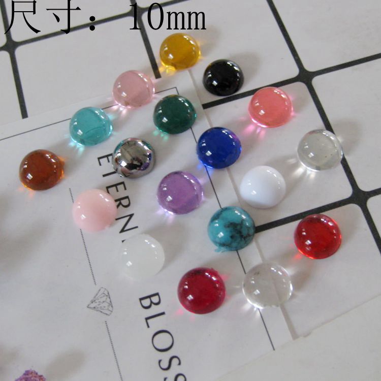 DIY accessories acrylic drill 10mm glossy semicircle Cat's Eye flat diamond gem patch