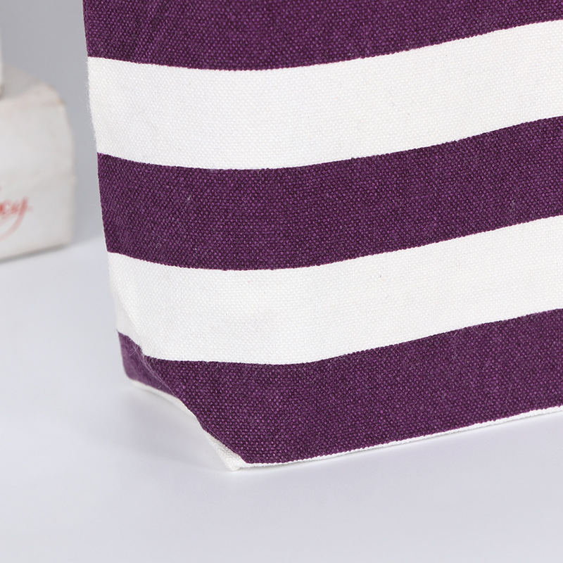 Los fabricantes suministran bolso de gran capacidad simple de dos colores a rayas bolsa de lona de fondo al por mayor