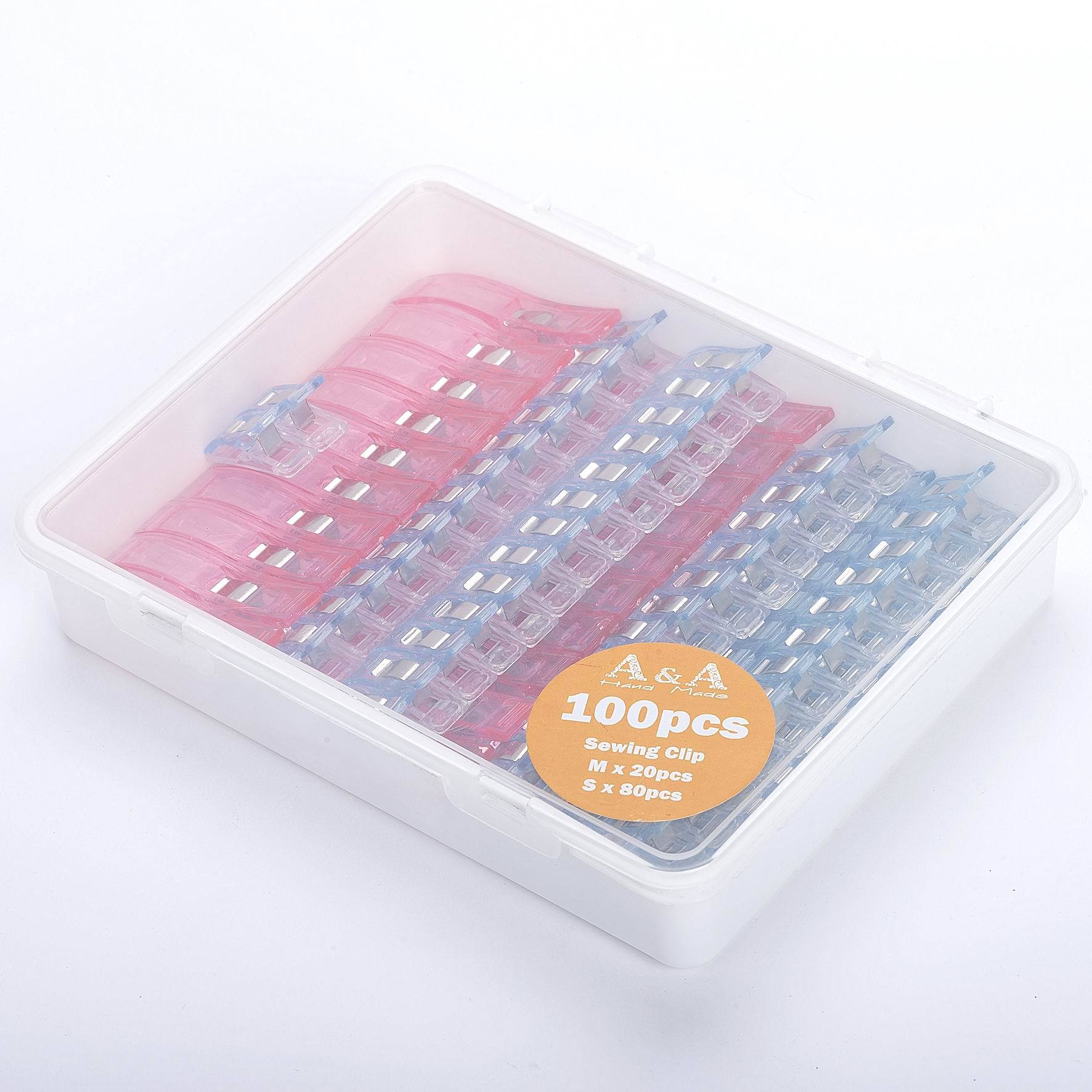 盒装拼布缝纫定位夹子 斧头夹彩色包边布夹 缝纫夹子100个套装