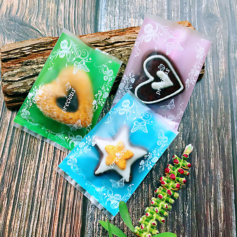 25克蝶恋花烘焙包装雪花酥牛轧饼曲奇饼干花茶包装袋机封袋100个