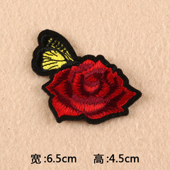 勵新廠家電腦繡花玫瑰花布貼手工DIY補丁鞋帽包飾品配件胸針