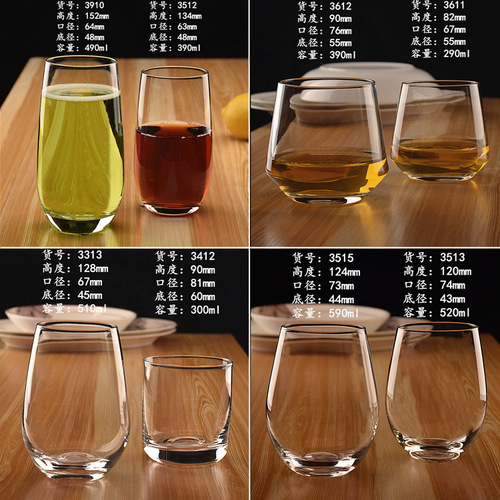 Glass cups, water cups, beer cups, whiskey cups, flower tea cups, glass wine cups, egg cups, handleless red wine cups