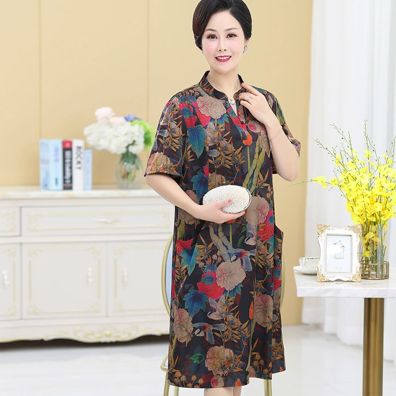 Летнее новое длинное платье из искусственного шелка, свободное толстое женское платье 200 кг плюс жир плюс размер 903