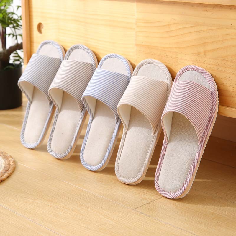 Factory Goods Couple Cotton Slippers Women's Summer Linen Home Indoor Wood Floor Soft Bottom Anti-Slip Shoes Spring and Autumn