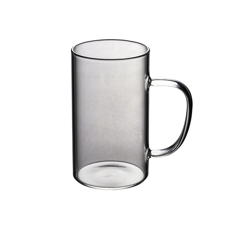 Taza de leche recta sin Tapa Recta transparente recta con mango taza de agua de vidrio intuitiva taza de desayuno de borosilicato taza de té verde