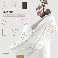 夏季坡跟拖鞋女镂空厚底半拖鞋包头牛皮女凉拖工厂批发9006