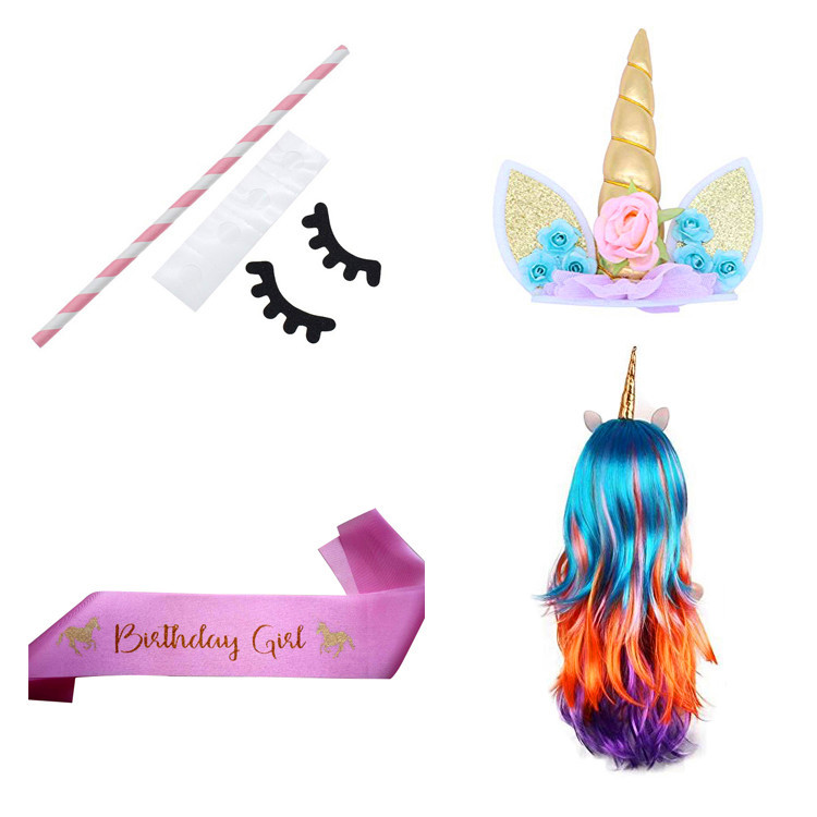 Unicornio fiesta de cumpleaños traje colorido alas diadema correa para el hombro banda ceremonial foto props gafas