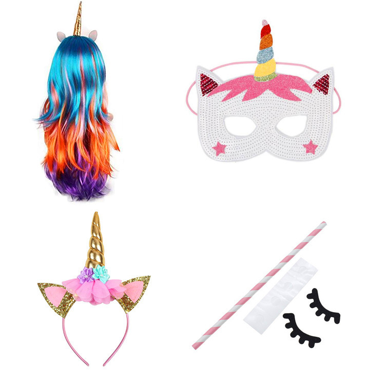 Unicornio fiesta de cumpleaños traje colorido alas diadema correa para el hombro banda ceremonial foto props gafas