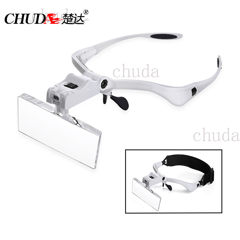 楚达加强眉毛交接纹身 眼镜式 5块镜片可替换 带LED灯阅读放大镜