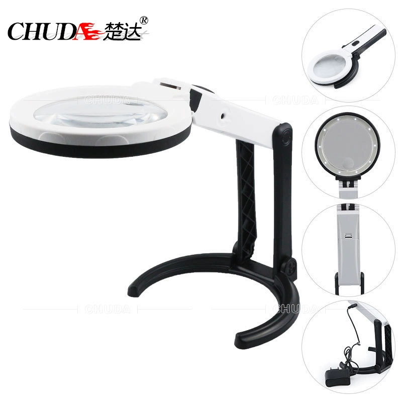 Складной Рабочий стол Chuda с подсветкой Аккумулятор 10 светодиодных ламп Кронштейн для силовой лупы для вождения