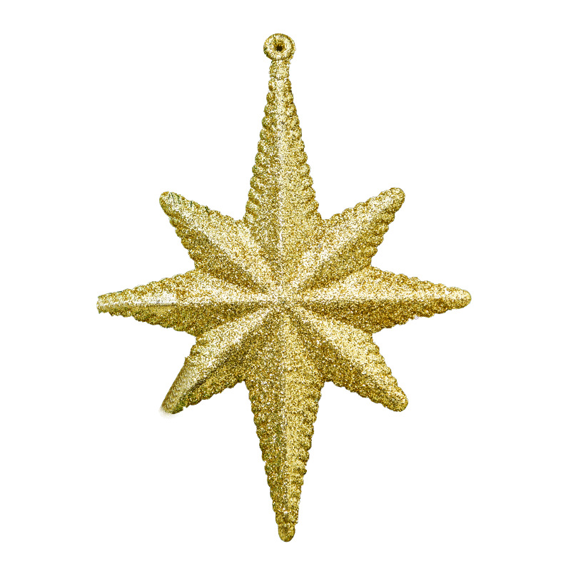 Nuevas decoraciones de Navidad pequeño colgante de brillo en polvo pegajoso Rosa estrella de cinco puntas arco pequeña joyería colgante de árbol de Navidad