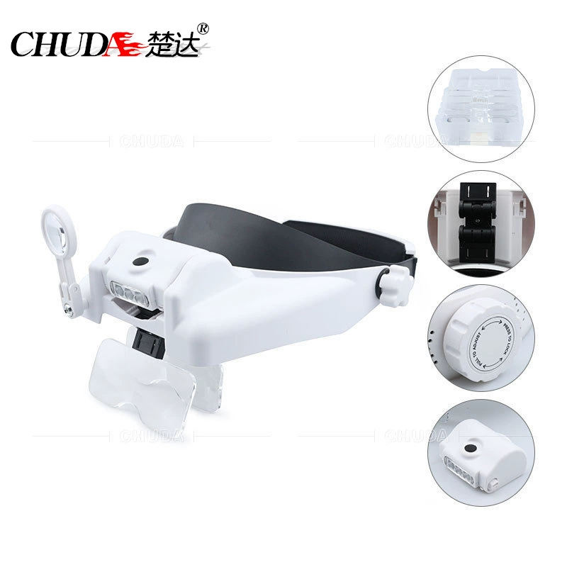 Chuda голова носить 3LED лампа освещение увеличительное стекло Электронное обслуживание резьба чтение Татуировка бровь 82000 м