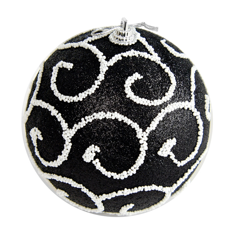 Hong Kong Heng 8cm BOLA DE Navidad pintada de negro decoraciones del árbol de Navidad 10cm de plata espuma negra decoración pegajosa BOLA DE Navidad de gama alta