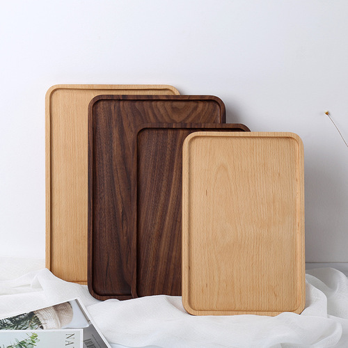 Japanese-style wooden handled tray elm wood pastry tray walnut wood small tea tray wooden fruit bowl dessert plate