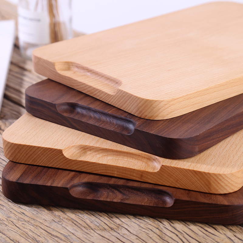 Bandeja de madera con soporte, plato de comedor de haya, plato de madera entera sin pintura, plato de fruta de madera maciza, plato de bocadillos de nogal