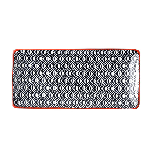 Japanese sushi plate underglaze color rectangular dish plate cold dish sushi restaurant rectangular flat plate Amazon