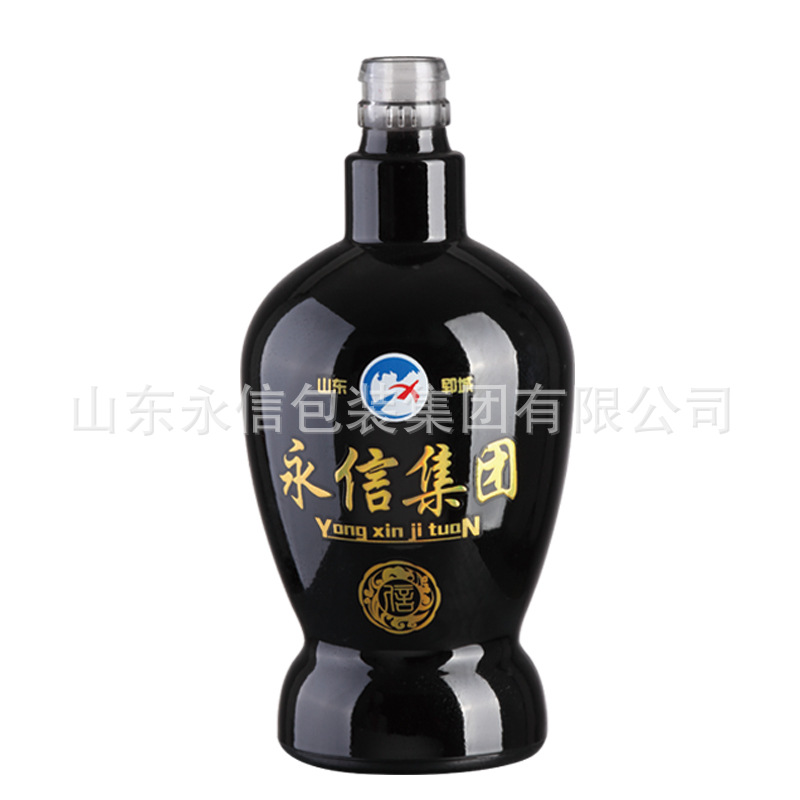 新款玻璃喷涂烤花白酒瓶500ml洋酒瓶包装果汁饮料瓶自酿粮食酒瓶