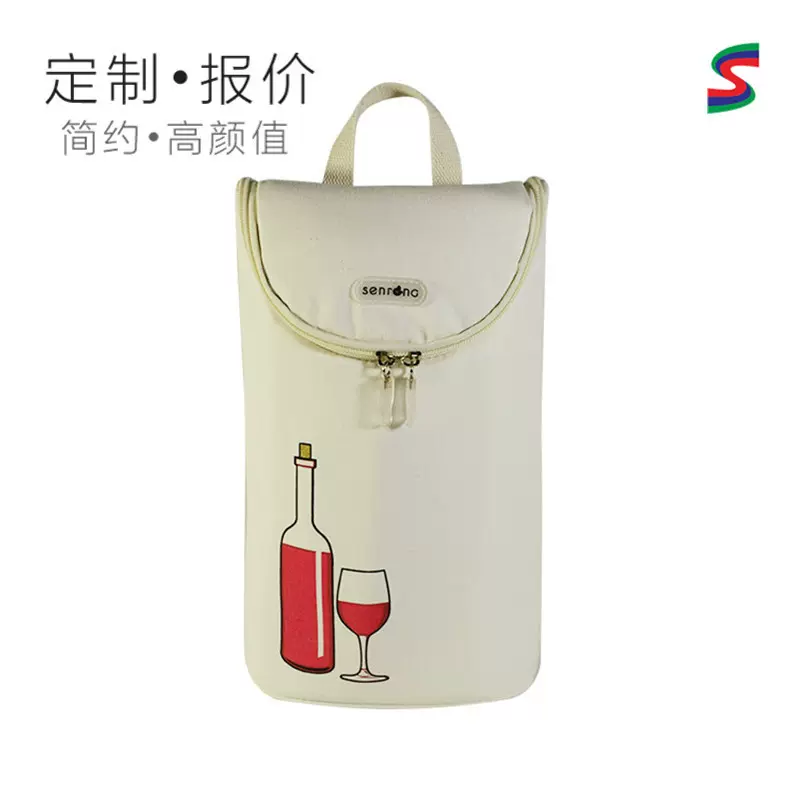 帆布棉麻布红酒袋定制 PU皮棉麻葡萄酒袋 皮质手提冰包酒定做logo