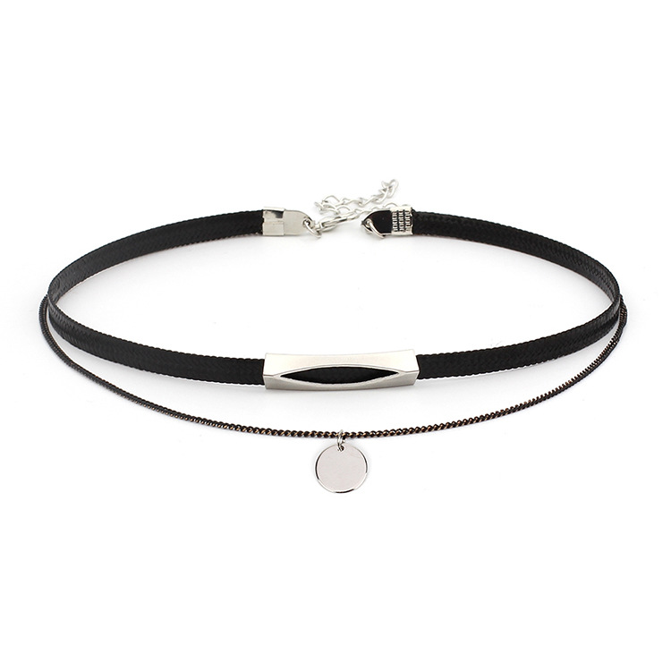 Black Round Sequin Multi-layered Choker Necklace For Women_voghion.com