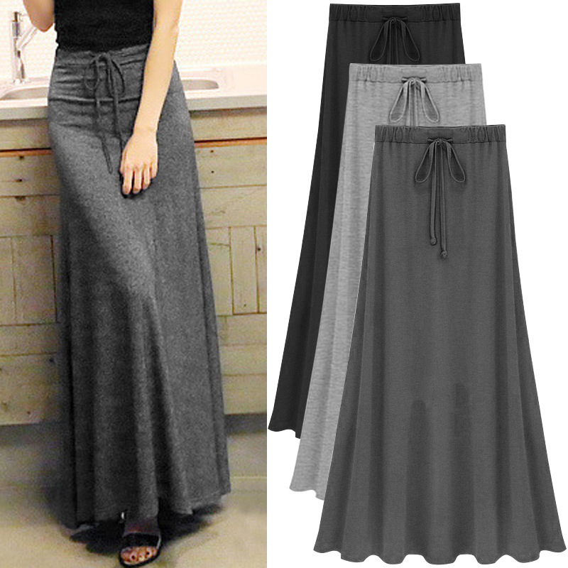 Split Skirt Women's Summer Long Skirt 200 Jin New Modal Strap A- line Skirt Slim Long Skirt Skirt