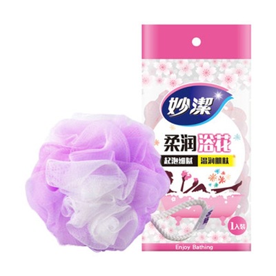 妙洁沐浴花搓背搓澡球 加厚大号易起泡沐浴球 成人素色柔润洗澡花