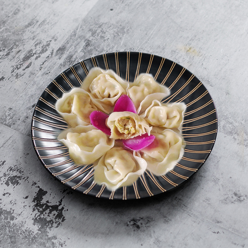 Patrón geométrico gris Plato de cerámica Plato de carne Plato de pasta