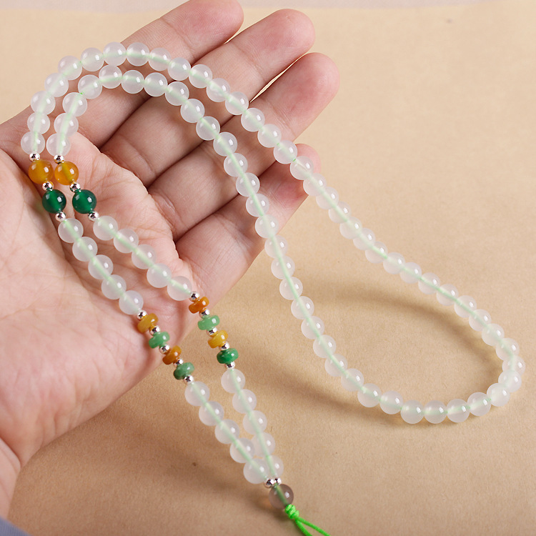Handmade beaded white agate bead chain pendant lanyard Buddha brand Jade gold jade pendant pendant rope wholesale for men and women