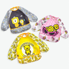 春秋冬薄罩衣男女宝宝吃饭衣防水翻转口袋围兜反穿衣儿童一件代发